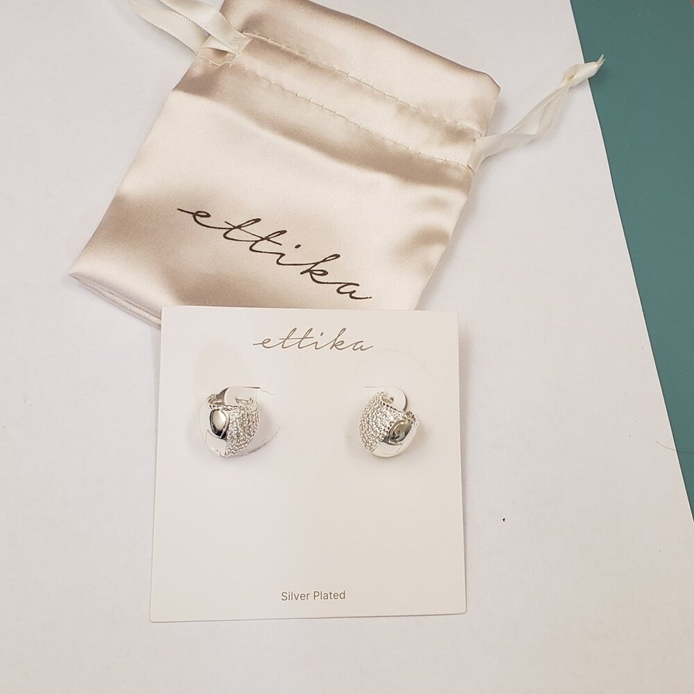 Ettika, NWT, silver plate huggie style texture hoop earrings